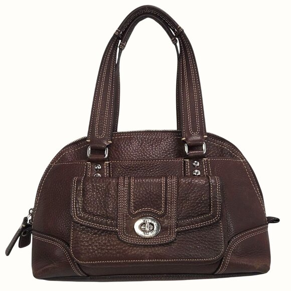 Coach 2009 Dome Top Brown Pebbled Leather Hampton Satchel Handbag 13963 - Picture 1 of 12